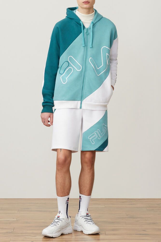 Fila Hoodie Mens Turquoise Lazaro - Ireland 35960-ICGV